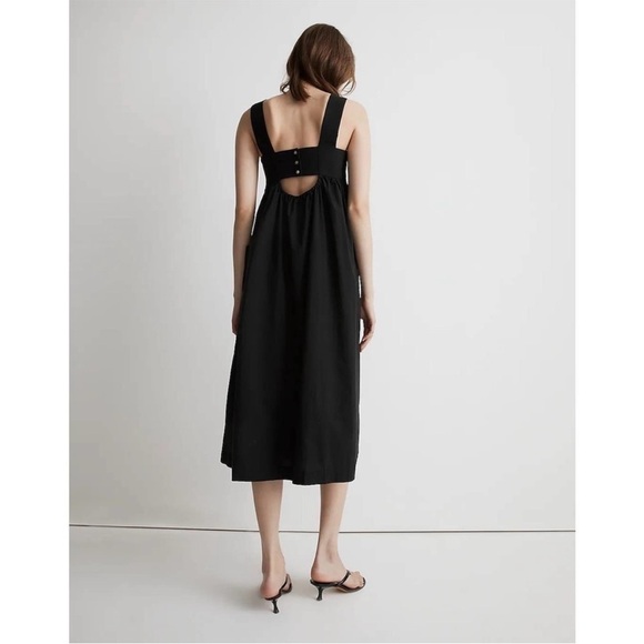 Madewell Cutout-Back Empire Midi Dress NL442 black 2 - Picture 2 of 5